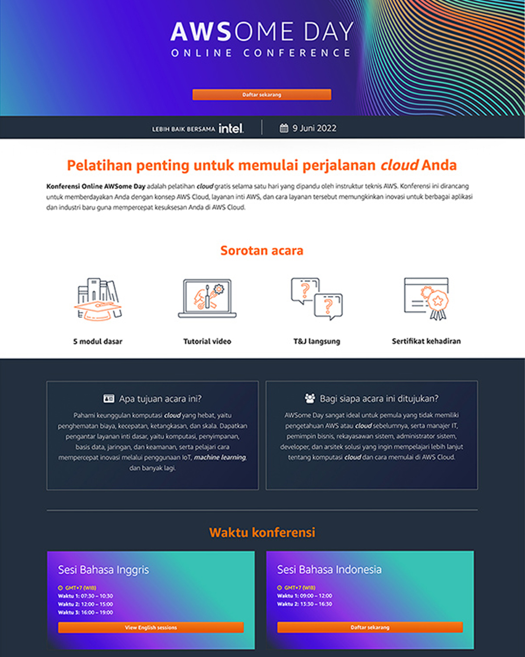 Event landing page