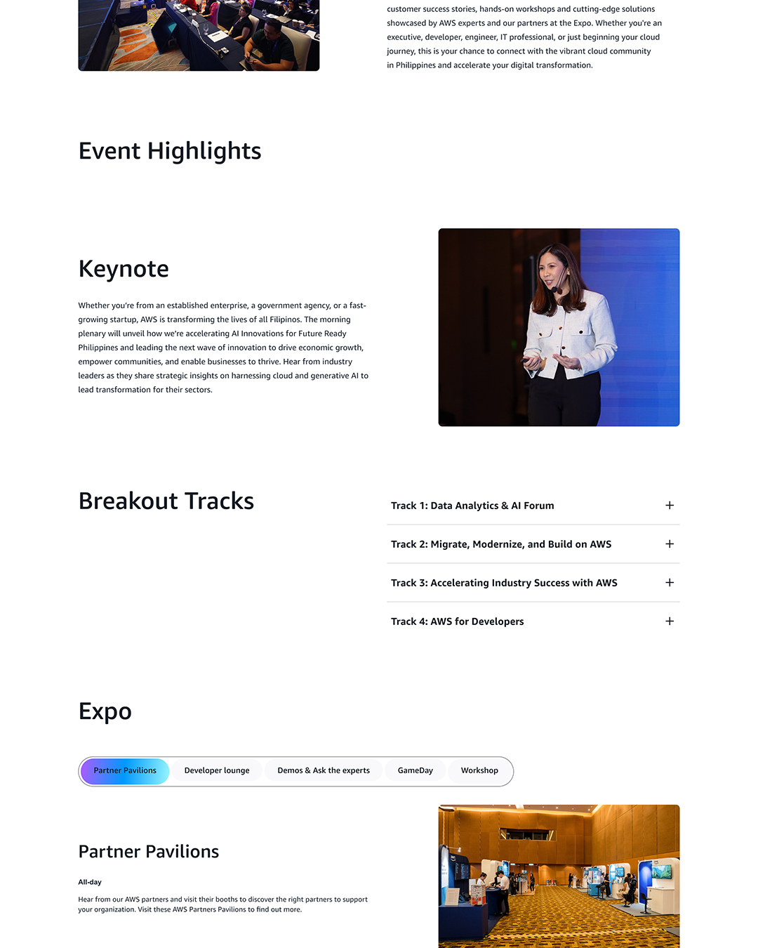 Event landing page