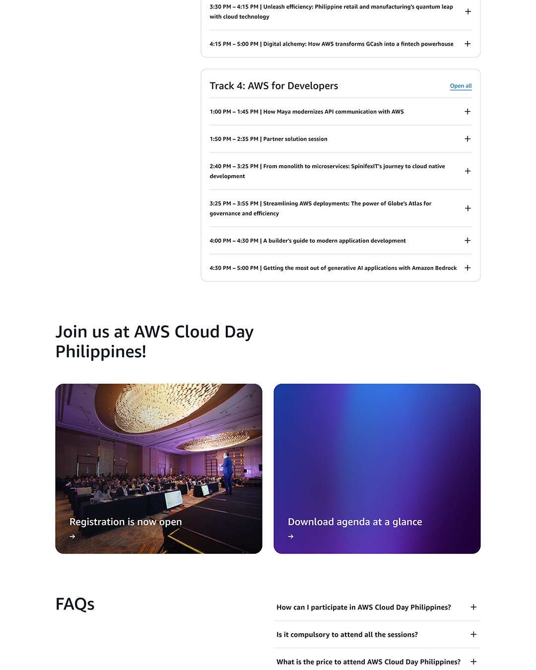 Event landing page