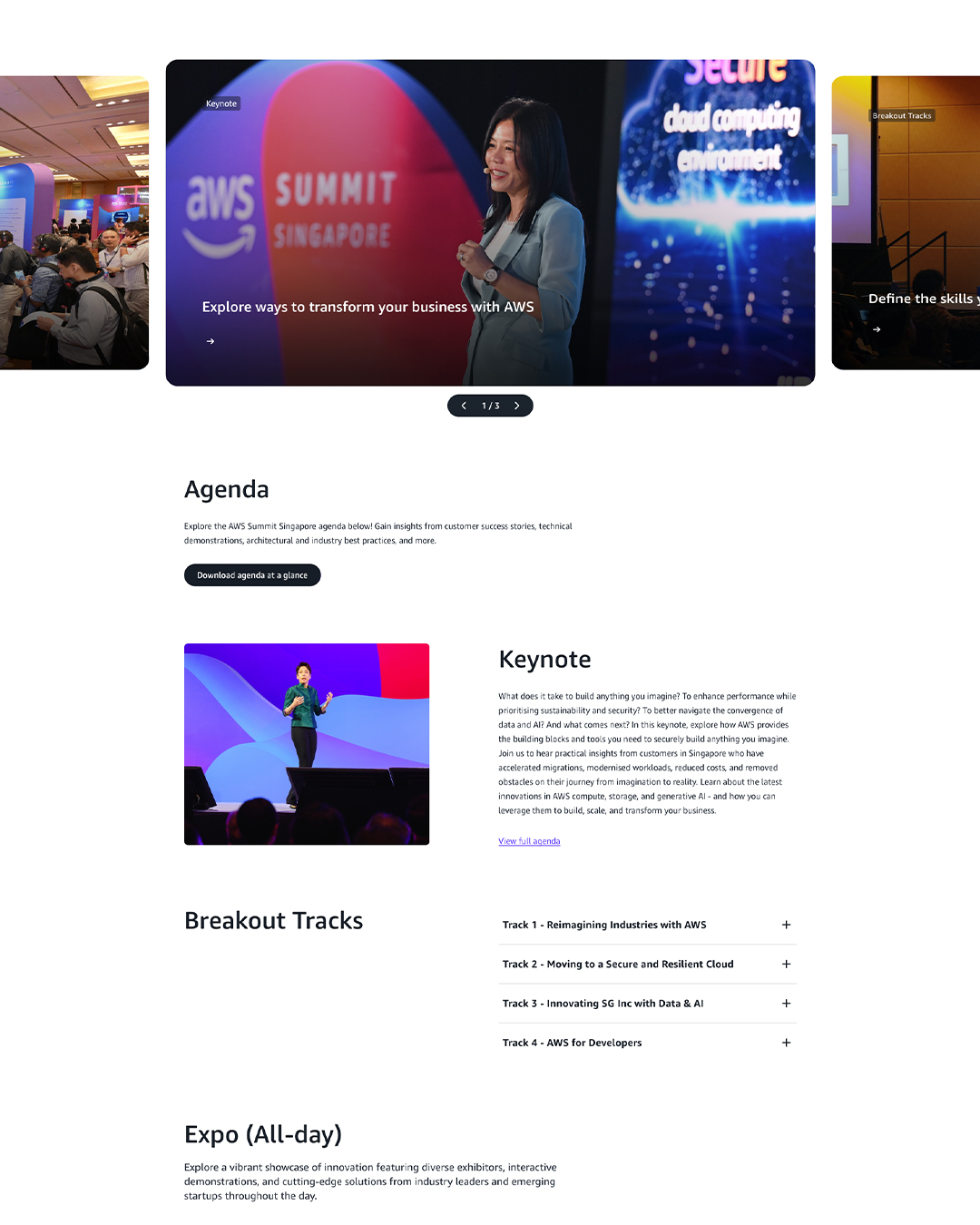 Event landing page